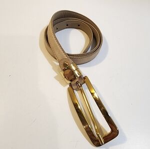 ARALDI women's cream Leather belt With Golden Bucklet size 80 (L)